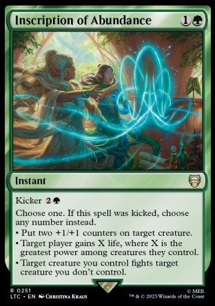 (251) Magic The Gathering Commander: The Lord of the Rings: Tales of Middle-earth Single: Inscription of Abundance Rare