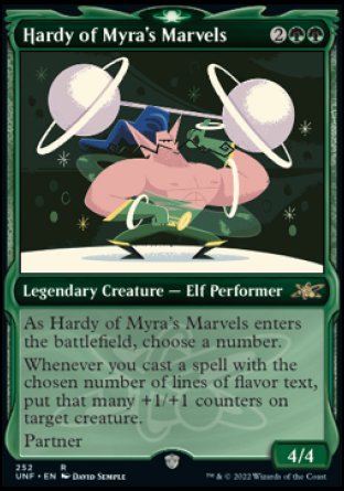 (252) Magic The Gathering Unfinity: Extras Single: Hardy of Myra's Marvels (V.1) Holo Rare