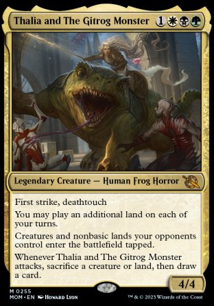 (255) Magic The Gathering March of the Machine Single: Thalia and The Gitrog Monster Holo Mythic