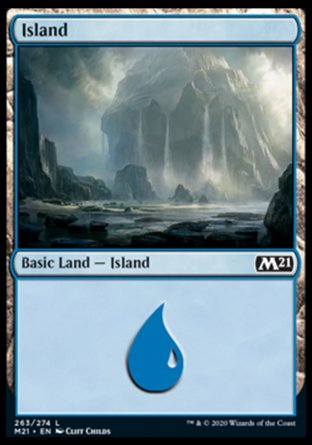 (263) Magic The Gathering Core 2021 Single: Island (V.1) Holo Land