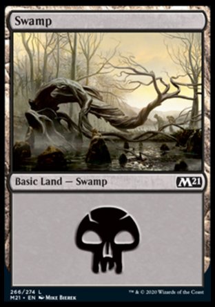 (266) Magic The Gathering Core 2021 Single: Swamp (V.1) Holo Land