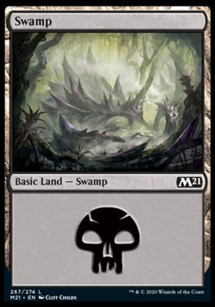 (267) Magic The Gathering Core 2021 Single: Swamp (V.2) Holo Land