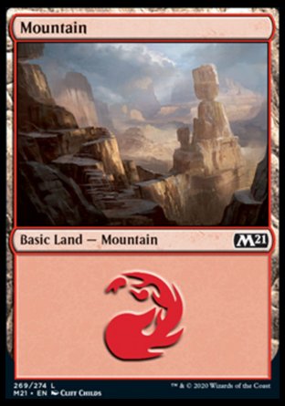 (269) Magic The Gathering Core 2021 Single: Mountain (V.1) Holo Land