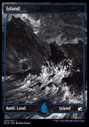 (270) Magic The Gathering Innistrad: Midnight Hunt Single: Island (V.1) Holo Land
