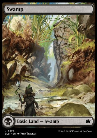 (270) Magic The Gathering Bloomburrow Single: Swamp (V.1) Holo Land