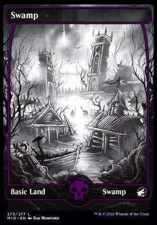 (273) Magic The Gathering Innistrad: Midnight Hunt Single: Swamp (V.2) Holo Land