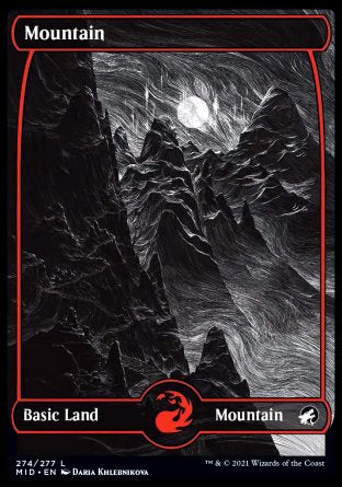 (274) Magic The Gathering Innistrad: Midnight Hunt Single: Mountain (V.1) Holo Land