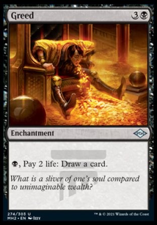 (274) Magic The Gathering Modern Horizons 2 Single: Greed (V.1) Holo Uncommon