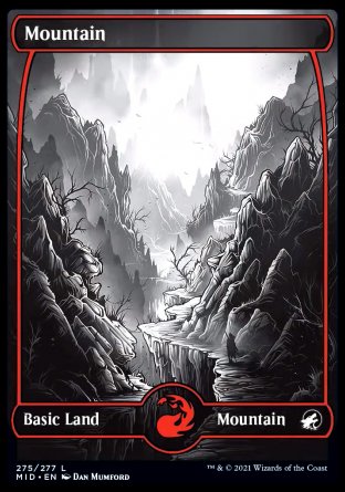 (275) Magic The Gathering Innistrad: Midnight Hunt Single: Mountain (V.2) Land