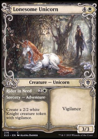 (276) Magic The Gathering Throne of Eldraine: Extras Single: Lonesome Unicorn // Rider in Need Holo Common