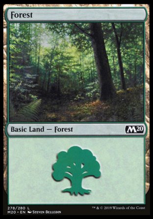 (278/280) Magic The Gathering Core 2020 Single: Forest (V.2) Holo Land