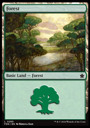 (280) Magic The Gathering Magic: The Gathering Foundations Single: Forest (V.1) Holo Land