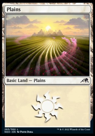 (283) Magic The Gathering Kamigawa: Neon Dynasty Single: Plains (V.3) Land