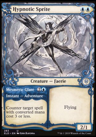 (283) Magic The Gathering Throne of Eldraine: Extras Single: Hypnotic Sprite // Mesmeric Glare Holo Uncommon