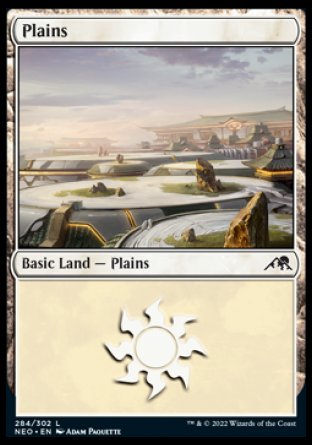 (284) Magic The Gathering Kamigawa: Neon Dynasty Single: Plains (V.4) Land