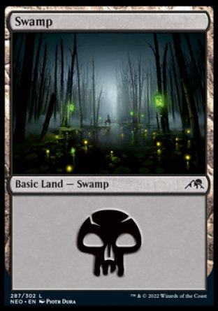 (287) Magic The Gathering Kamigawa: Neon Dynasty Single: Swamp (V.3) Holo Land