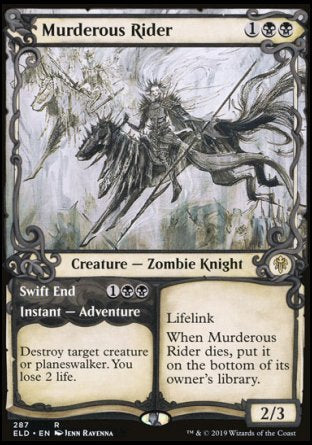 (287) Magic The Gathering Throne of Eldraine: Extras Single: Murderous Rider // Swift End Holo Rare