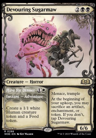 (288) Magic The Gathering Wilds of Eldraine: Extras Single: Devouring Sugarmaw // Have for Dinner Holo Rare