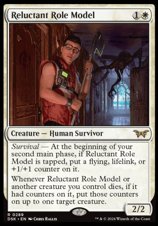 (289) Magic The Gathering Duskmourn: House of Horror: Extras Single: Reluctant Role Model (V.1) Holo Rare