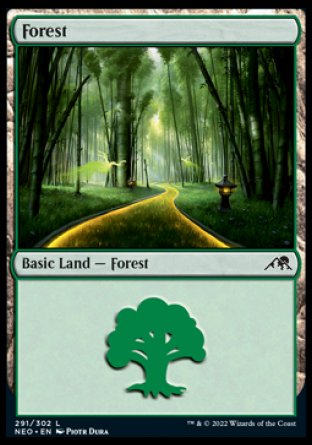(291) Magic The Gathering Kamigawa: Neon Dynasty Single: Forest (V.3) Holo Land