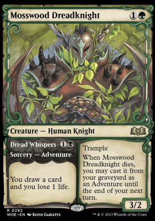 (292) Magic The Gathering Wilds of Eldraine: Extras Single: Mosswood Dreadknight // Dread Whispers Holo Rare