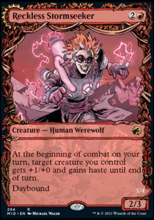 (294) Magic The Gathering Innistrad: Midnight Hunt: Extras Single: Reckless Stormseeker // Storm-Charged Slasher Rare