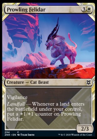 (294) Magic The Gathering Zendikar Rising: Extras Single: Prowling Felidar Holo Common
