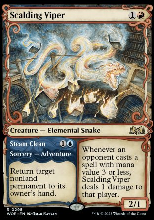 (295) Magic The Gathering Wilds of Eldraine: Extras Single: Scalding Viper // Steam Clean Holo Rare