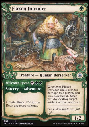 (297) Magic The Gathering Throne of Eldraine: Extras Single: Flaxen Intruder // Welcome Home Holo Uncommon