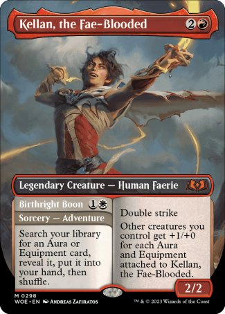 (298) Magic The Gathering Wilds of Eldraine: Extras Single: Kellan, the Fae-Blooded // Birthright Boon (V.2) Holo Mythic