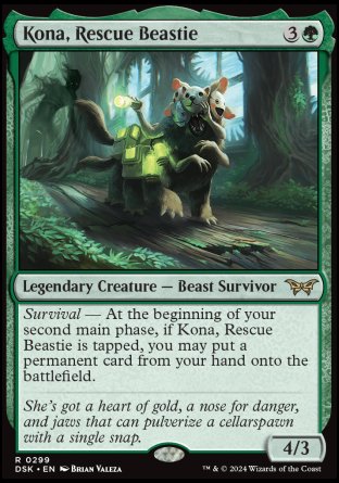 (299) Magic The Gathering Duskmourn: House of Horror: Extras Single: Kona, Rescue Beastie (V.1) Holo Rare