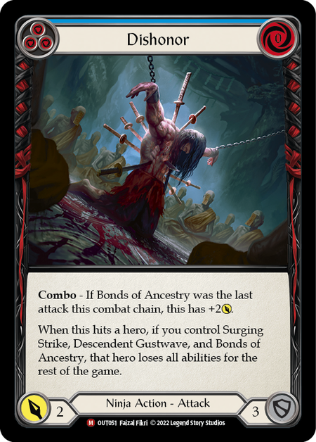 (OUT051) Flesh & Blood TCG Outsiders Single: Dishonor (Rainbow Foil) Majestic