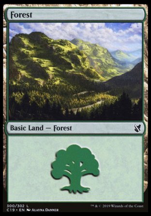 (300) Magic The Gathering Commander 2019 Single: Forest (V.1) Land