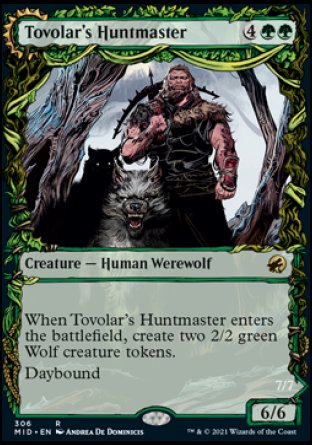 (306) Magic The Gathering Innistrad: Midnight Hunt: Extras Single: Tovolar's Huntmaster // Tovolar's Packleader Holo Rare