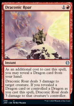 (308) Magic The Gathering Jumpstart Single: Draconic Roar Uncommon