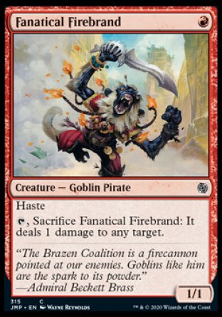 (315) Magic The Gathering Jumpstart Single: Fanatical Firebrand Common
