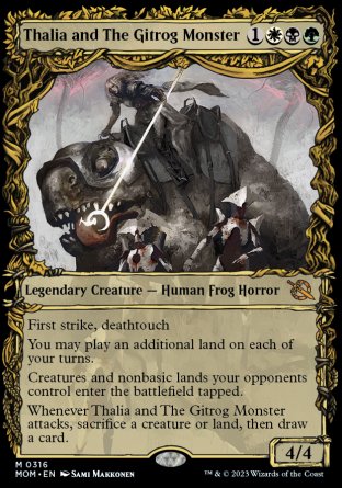(316) Magic The Gathering March of the Machine: Extras Single: Thalia and The Gitrog Monster Holo Mythic