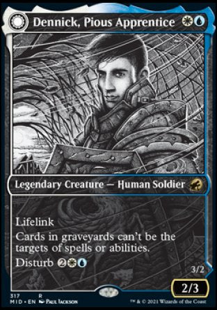 (317) Magic The Gathering Innistrad: Midnight Hunt: Extras Single: Dennick, Pious Apprentice // Dennick, Pious Apparition Holo Rare