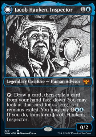 (320) Magic The Gathering Innistrad: Crimson Vow: Extras Single: Jacob Hauken, Inspector // Hauken's Insight (V.1) Holo Mythic