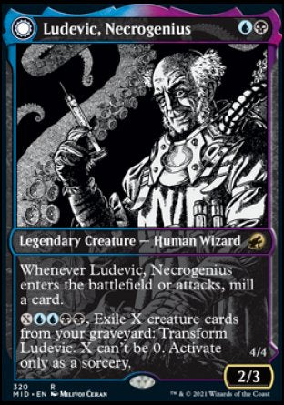 (320) Magic The Gathering Innistrad: Midnight Hunt: Extras Single: Ludevic, Necrogenius // Olag, Ludevic's Hubris Holo Rare