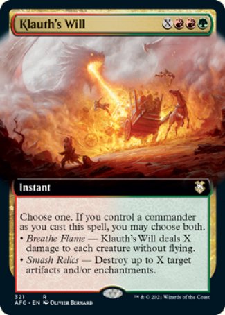 (321) Magic The Gathering Commander: Adventures in the Forgotten Realms: Extras Single: Klauth's Will Rare