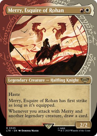 (325) Magic The Gathering The Lord of the Rings: Tales of Middle-earth: Extras Single: Merry, Esquire of Rohan (V.1) Holo Rare