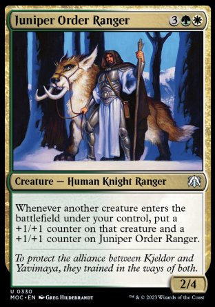 (330) Magic The Gathering Commander: March of the Machine Single: Juniper Order Ranger Uncommon