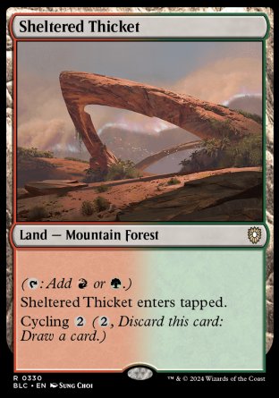 (330) Magic The Gathering Commander: Bloomburrow Single: Sheltered Thicket Rare