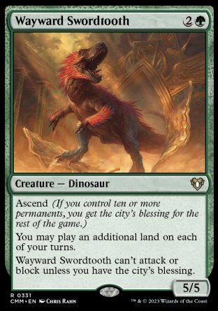(331) Magic The Gathering Commander Masters Single: Wayward Swordtooth Rare
