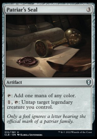 (332) Magic The Gathering Commander Legends: Battle for Baldur's Gate Single: Patriar's Seal Uncommon