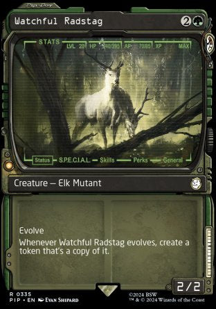 (335) Magic The Gathering Universes Beyond: Fallout: Extras Single: Watchful Radstag (V.1) Holo Rare