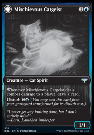 (336) Magic The Gathering Innistrad: Double Feature Single: Mischievous Catgeist // Catlike Curiosity Holo Uncommon