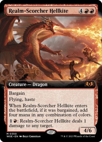 (350) Magic The Gathering Wilds of Eldraine: Extras Single: Realm-Scorcher Hellkite Holo Mythic