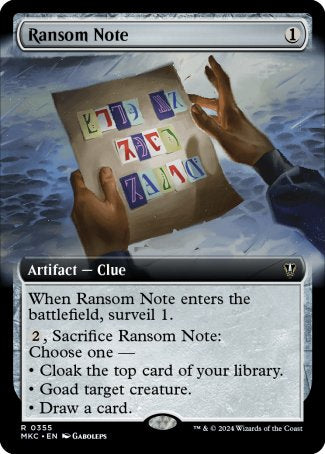 (355) Magic The Gathering Commander: Murders at Karlov Manor: Extras Single: Ransom Note (V.1) Rare